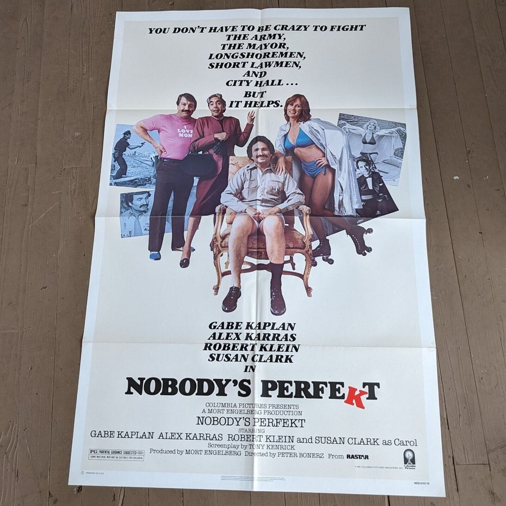 Vintage "Nobody's Perfekt" 1981 Original Movie Poster‎ Gabe Kaplan Alex Karras